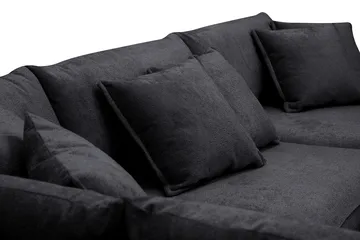 Rossita Lyx 4-personers Venstrevendt L-formet Extra Dyb Chaiselongsofa i Chenille - Sort Chenille - Møbler - Sofaer - Sofa med chaiselong