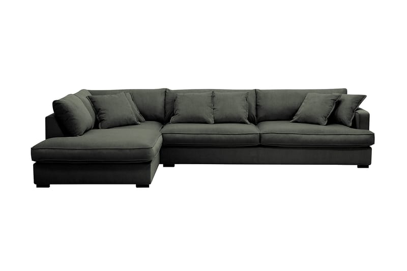 Rossita Lyx 4-personers Ekstra dyb Sofa med Chaiselong Venstre, Mørkegrøn Jernbanefløjl