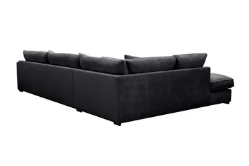 Rossita Lyx 4-personers Venstrevendt L-formet Extra Dyb Chaiselongsofa i Chenille - Sort Chenille - Møbler - Sofaer - Sofa med chaiselong