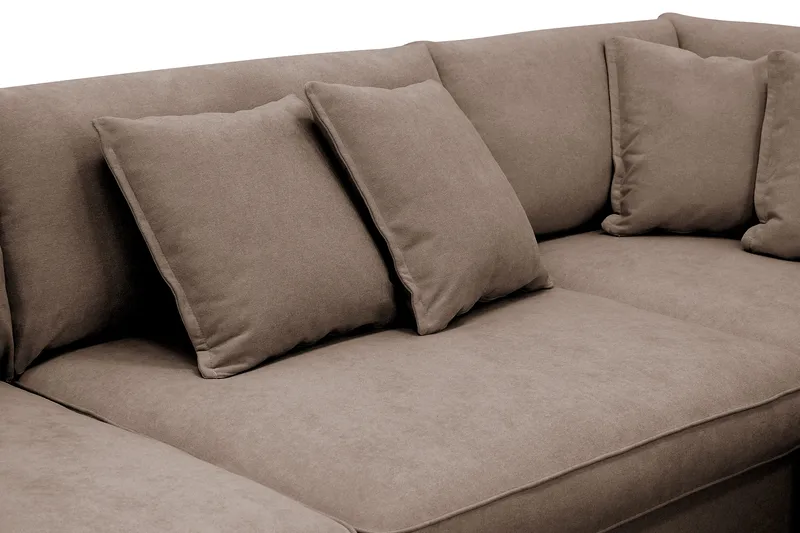 Rossita Lyx 4-personers Ekstra dyb Sofa med Chaiselong Højre - Brun Stof - Møbler - Sofaer - Sofa med chaiselong