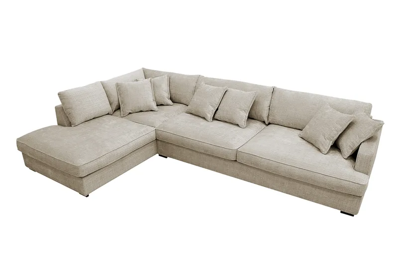 Rossita Lyx 4-personers Ekstra dyb Sofa med Chaiselong Venstre - Beige Chenille - Møbler - Sofaer - Sofa med chaiselong