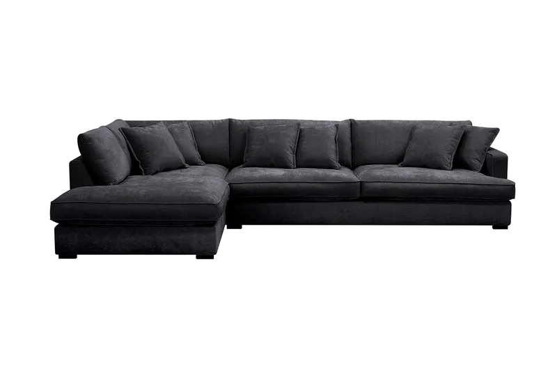 Rossita Lyx 4-personers Ekstra dyb Sofa med Chaiselong Venstre, Sort Chenille