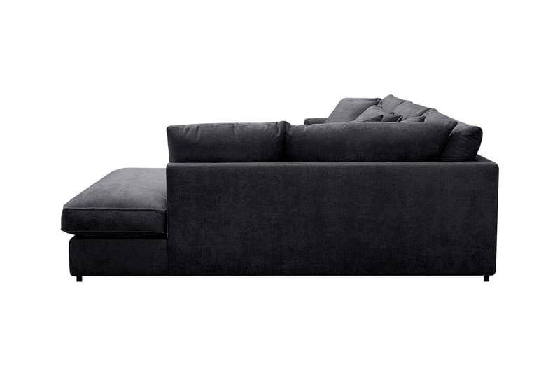 Rossita Lyx 4-personers Ekstra dyb Sofa med Chaiselong Højre - Sort Chenille - Møbler - Sofaer - Sofa med chaiselong