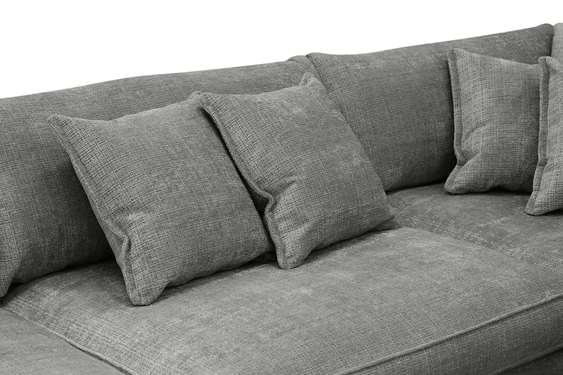Rossita Lyx 4-personers Ekstra dyb Sofa med Chaiselong Højre - Grå Chenille - Møbler - Sofaer - Sofa med chaiselong