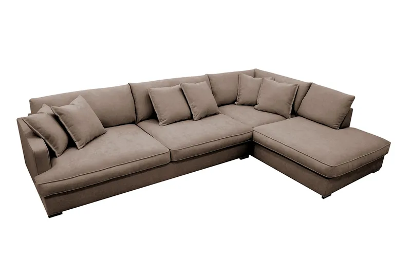 Rossita Lyx 4-personers Ekstra dyb Sofa med Chaiselong Højre - Brun Stof - Møbler - Sofaer - Sofa med chaiselong