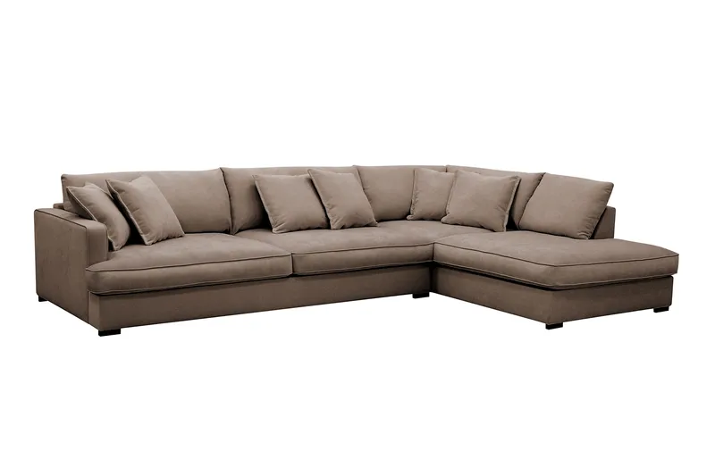 Rossita Lyx 4-personers Ekstra dyb Sofa med Chaiselong Højre - Brun Stof - Møbler - Sofaer - Sofa med chaiselong