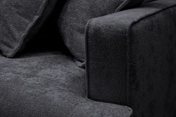 Rossita Lyx 4-personers Venstrevendt L-formet Extra Dyb Chaiselongsofa i Chenille - Sort Chenille - Møbler - Sofaer - Sofa med chaiselong