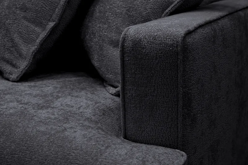 Rossita Lyx 4-personers Ekstra dyb Sofa med Chaiselong Venstre - Sort Chenille - Møbler - Sofaer - Sofa med chaiselong