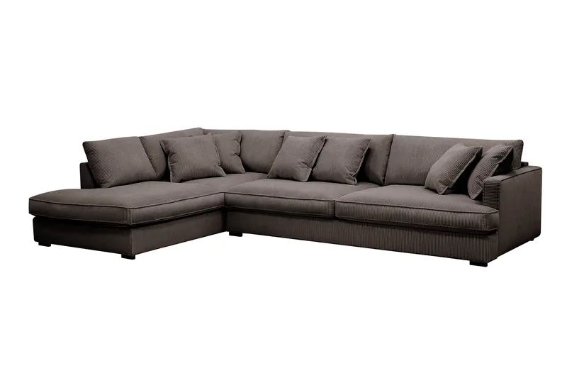 Rossita Lyx 4-personers Ekstra dyb Sofa med Chaiselong Venstre - Mørkegrå Jernbanefløjl - Møbler - Sofaer - Sofa med chaiselong