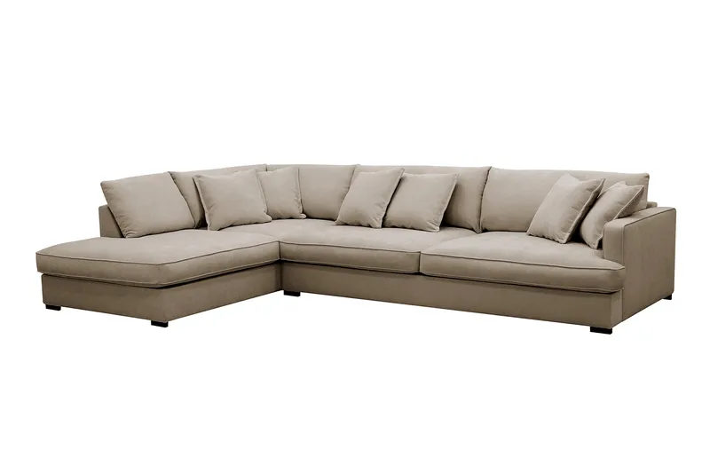 Rossita Lyx 4-personers Ekstra dyb Sofa med Chaiselong Venstre - Brun Stof - Møbler - Sofaer - Sofa med chaiselong