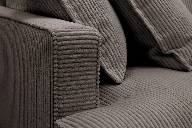 Rossita Lyx 4-personers Ekstra dyb Sofa med Chaiselong Højre - Mørkegrå Jernbanefløjl - Møbler - Sofaer - Sofa med chaiselong