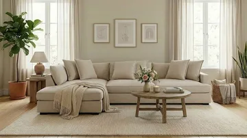 Rossita Lyx 4-personers Venstrevendt L-formet Extra Dyb Chaiselongsofa i Stof - Beige Stof - Møbler - Sofaer - Sofa med chaiselong