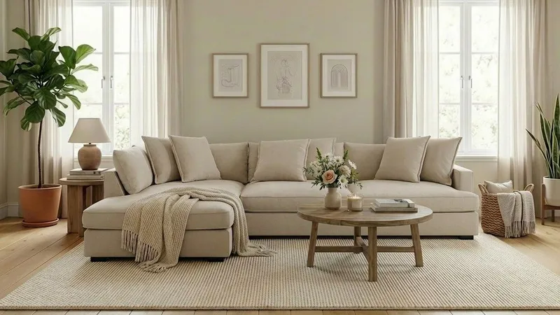 Rossita Lyx 4-personers Ekstra dyb Sofa med Chaiselong Venstre - Beige Stof - Møbler - Sofaer - Sofa med chaiselong