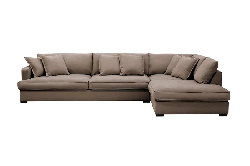Rossita Lyx 4-personers Ekstra dyb Sofa med Chaiselong Højre - Brun Stof - Møbler - Sofaer - Sofa med chaiselong