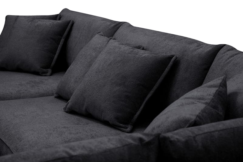 Rossita Lyx 4-personers Ekstra dyb Sofa med Chaiselong Højre - Sort Chenille - Møbler - Sofaer - Sofa med chaiselong
