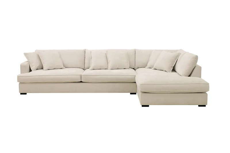 Rossita Lyx 4-personers Ekstra dyb Sofa med Chaiselong Højre - Beige Chenille - Møbler - Sofaer - Sofa med chaiselong