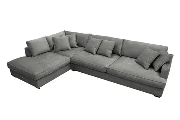 Rossita Lyx 4-personers Venstrevendt L-formet Extra Dyb Chaiselongsofa i Chenille - Grå Chenille - Møbler - Sofaer - Sofa med chaiselong