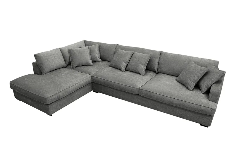 Rossita Lyx 4-personers Ekstra dyb Sofa med Chaiselong Venstre - Grå Chenille - Møbler - Sofaer - Sofa med chaiselong