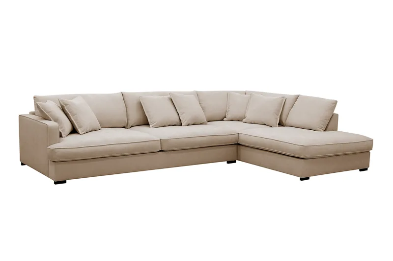 Rossita Lyx 4-personers Ekstra dyb Sofa med Chaiselong Højre - Beige Stof - Møbler - Sofaer - Sofa med chaiselong