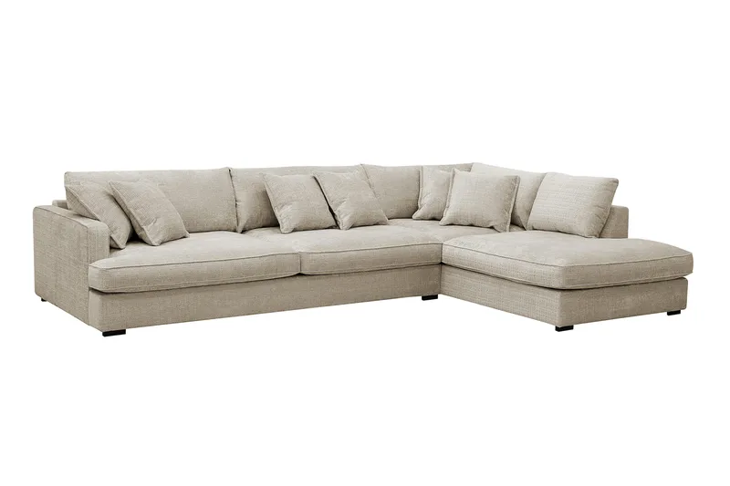 Rossita Lyx 4-personers Ekstra dyb Sofa med Chaiselong Højre - Beige Chenille - Møbler - Sofaer - Sofa med chaiselong