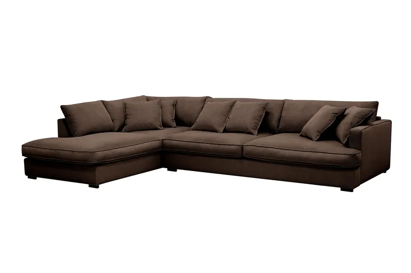 Rossita Lyx 4-personers Ekstra dyb Sofa med Chaiselong Venstre - Brun Jernbanefløjl - Møbler - Sofaer - Sofa med chaiselong