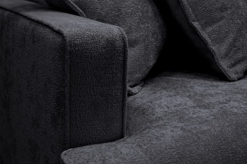 Rossita Lyx 4-personers Ekstra dyb Sofa med Chaiselong Højre - Sort Chenille - Møbler - Sofaer - Sofa med chaiselong