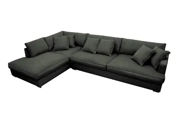 Rossita Lyx 4-personers Venstrevendt L-formet Extra Dyb Chaiselongsofa i Manchester - Mørkegrøn Jernbanefløjl - Møbler - Sofaer - Sofa med chaiselong