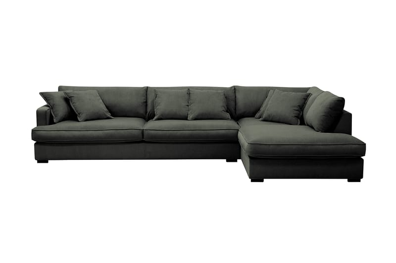 Rossita Lyx 4-personers Ekstra dyb Sofa med Chaiselong Højre - Mørkegrøn Jernbanefløjl - Møbler - Sofaer - Sofa med chaiselong