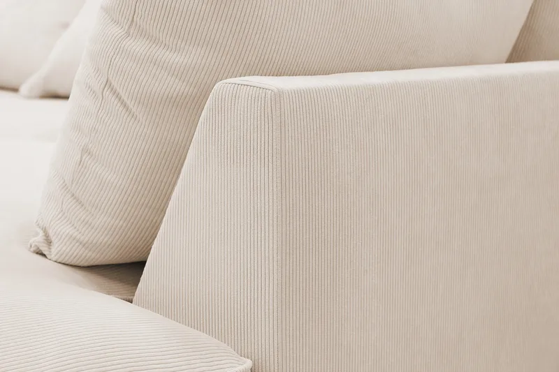 Rossita Lyx 4-personers Ekstra dyb Sofa med Chaiselong Højre - Beige Jernbanefløjl - Møbler - Sofaer - Sofa med chaiselong
