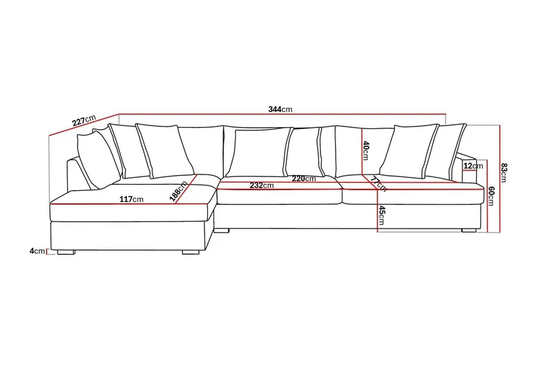 Rossita Lyx 4-personers Ekstra dyb Sofa med Chaiselong Venstre - Offwhite Manchester - Møbler - Sofaer - Sofa med chaiselong