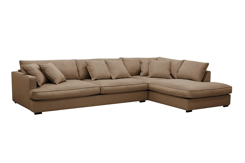 Rossita Lyx 4-personers Ekstra dyb Sofa med Chaiselong Højre - Brun Jernbanefløjl - Møbler - Sofaer - Sofa med chaiselong