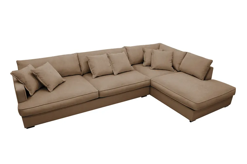 Rossita Lyx 4-personers Ekstra dyb Sofa med Chaiselong Højre - Brun Jernbanefløjl - Møbler - Sofaer - Sofa med chaiselong