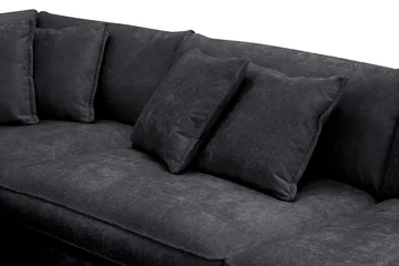 Rossita Lyx 4-personers Venstrevendt L-formet Extra Dyb Chaiselongsofa i Chenille - Sort Chenille - Møbler - Sofaer - Sofa med chaiselong