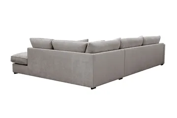 Rossita Lyx 4-personers Højrevendt L-formet Extra Dyb Chaiselongsofa i Chenille - Trenza 08, Grå/Brun Chenille - Møbler - Sofaer - Sofa med chaiselong