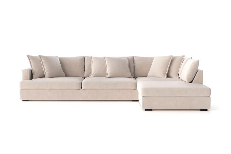 Rossita Lyx 4-personers Ekstra dyb Sofa med Chaiselong Højre - Beige Chenille - Møbler - Sofaer - Sofa med chaiselong