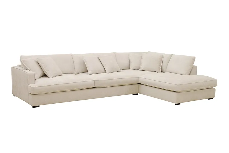 Rossita Lyx 4-personers Ekstra dyb Sofa med Chaiselong Højre - Beige Chenille - Møbler - Sofaer - Sofa med chaiselong