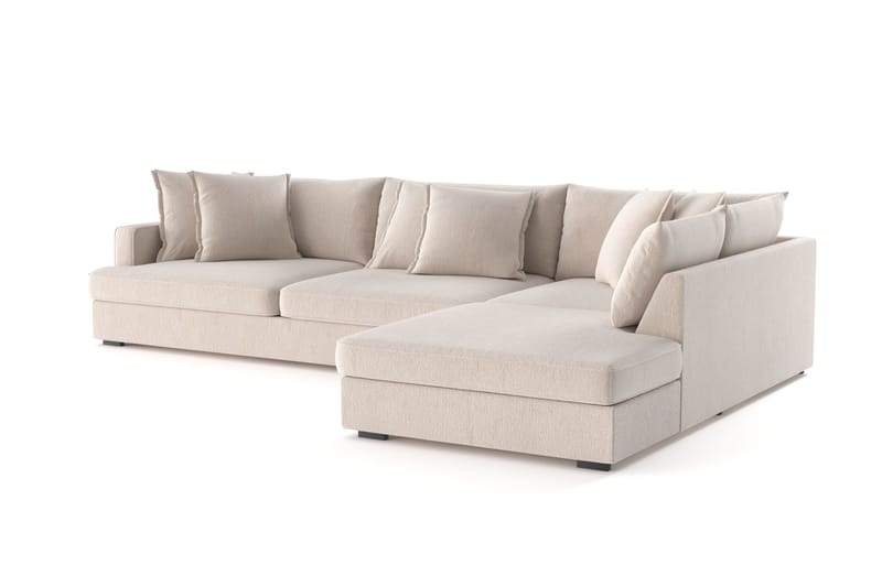 Rossita Lyx 4-personers Ekstra dyb Sofa med Chaiselong Højre - Beige Chenille - Møbler - Sofaer - Sofa med chaiselong
