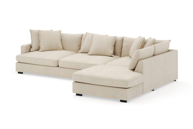 Rossita Lyx 4-personers Ekstra dyb Sofa med Chaiselong Højre - Beige Chenille - Møbler - Sofaer - Sofa med chaiselong