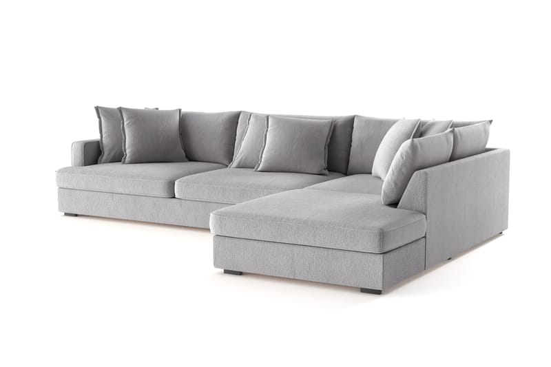Rossita Lyx 4-personers Ekstra dyb Sofa med Chaiselong Højre - Grå Chenille - Møbler - Sofaer - Sofa med chaiselong