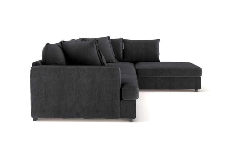 Rossita Lyx 4-personers Ekstra dyb Sofa med Chaiselong Højre - Sort Chenille - Møbler - Sofaer - Sofa med chaiselong