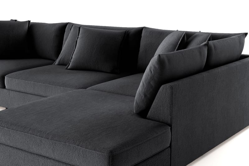 Rossita Lyx 4-personers Ekstra dyb Sofa med Chaiselong Højre - Sort Chenille - Møbler - Sofaer - Sofa med chaiselong