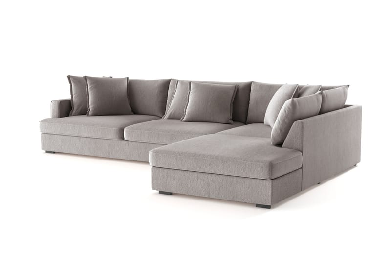 Rossita Lyx 4-personers Ekstra dyb Sofa med Chaiselong Højre - Grå/Brun Chenille - Møbler - Sofaer - Sofa med chaiselong
