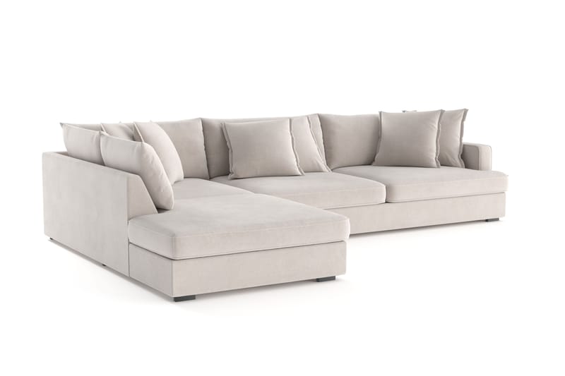 Rossita Lyx 4-personers Ekstra dyb Sofa med Chaiselong Højre - Beige Stof - Møbler - Sofaer - Sofa med chaiselong