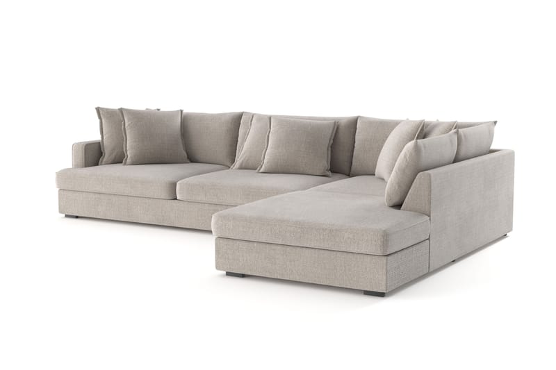 Rossita Lyx 4-personers Ekstra dyb Sofa med Chaiselong Højre - Beige Chenille - Møbler - Sofaer - Sofa med chaiselong