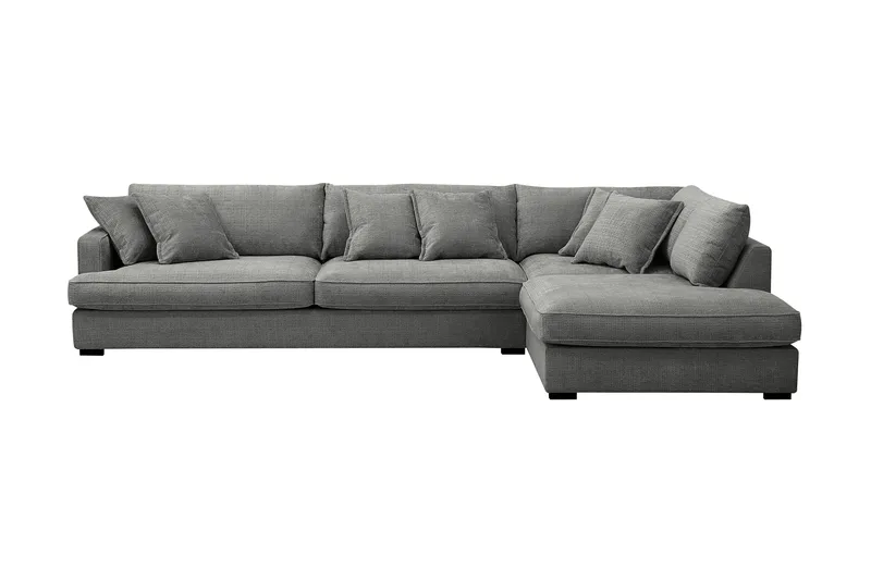 Rossita Lyx 4-personers Ekstra dyb Sofa med Chaiselong Højre - Grå Chenille - Møbler - Sofaer - Sofa med chaiselong