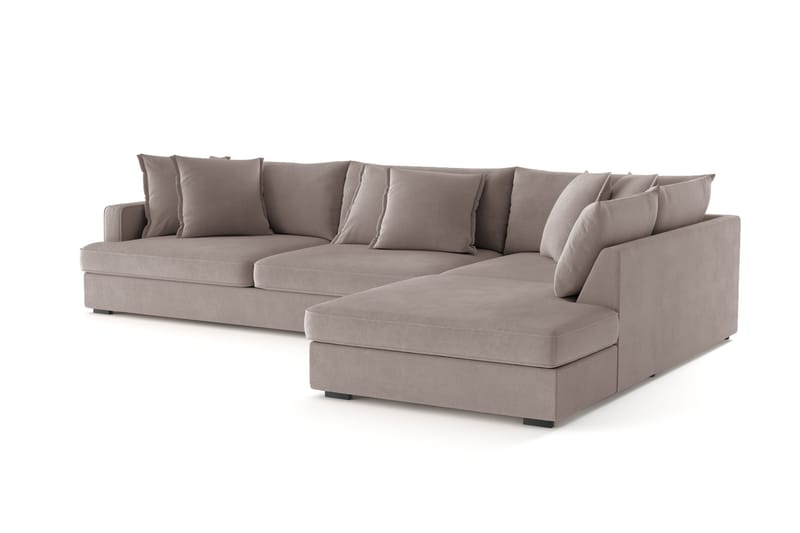 Rossita Lyx 4-personers Ekstra dyb Sofa med Chaiselong Højre - Brun Stof - Møbler - Sofaer - Sofa med chaiselong