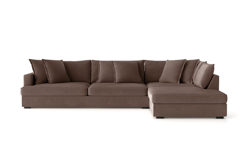 Rossita Lyx 4-personers Ekstra dyb Sofa med Chaiselong Højre - Brun Stof - Møbler - Sofaer - Sofa med chaiselong
