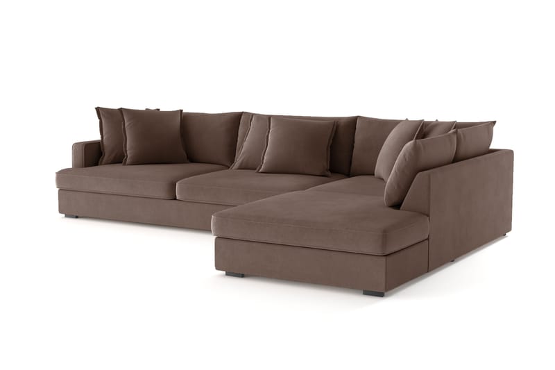 Rossita Lyx 4-personers Ekstra dyb Sofa med Chaiselong Højre - Brun Stof - Møbler - Sofaer - Sofa med chaiselong