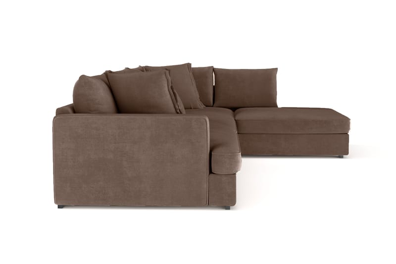 Rossita Lyx 4-personers Ekstra dyb Sofa med Chaiselong Højre - Brun Stof - Møbler - Sofaer - Sofa med chaiselong