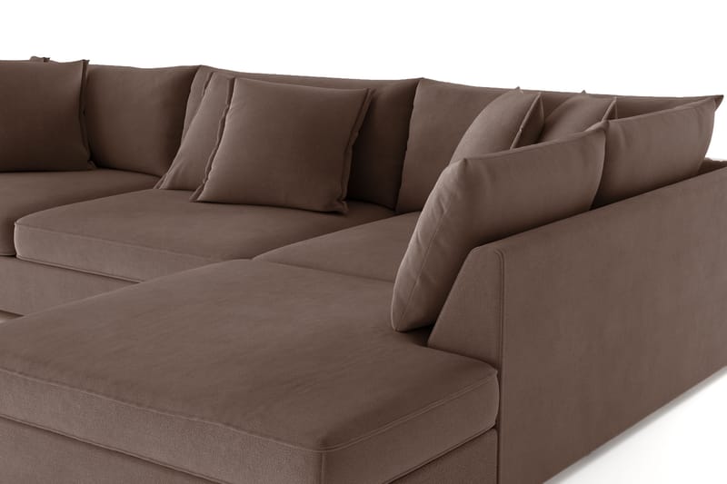 Rossita Lyx 4-personers Ekstra dyb Sofa med Chaiselong Højre - Brun Stof - Møbler - Sofaer - Sofa med chaiselong